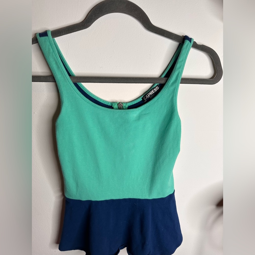 Express Color-Block Peplum Tank - image 2